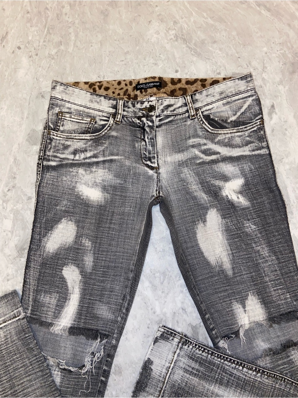 Dolce & Gabbana Vintage Grey Distressed Bleach Wash Jeans